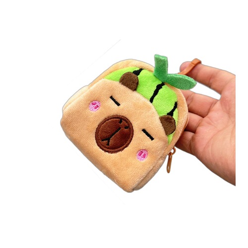New cartoon fruit series Capibara plush wallet coin purse small gift wholesale