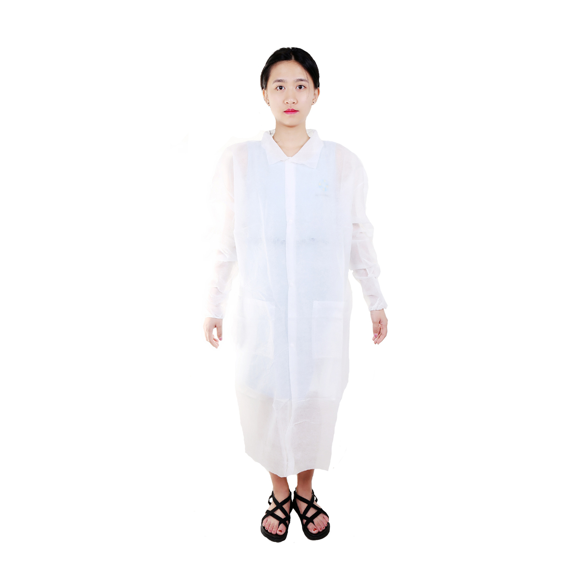 Factory Customized Mid-Length Non-Woven Sms Material Disposable Lab Coats with Thickened Protection