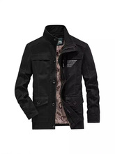 跨境风衣男士外套春秋薄款纯棉中长款立领户外休闲潮牌爸爸装夹克