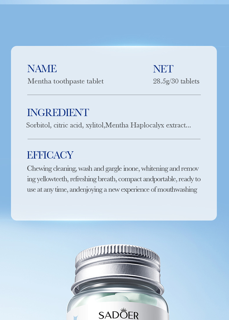 55g Weight Oral Care Products, Solid Toothpaste Personal Care Type Plastic Material Tooth stain removal Function Vocabulary Words/Name, Fruit, teeth Pattern Modern Style Style Oral Care Products Solid Toothpaste Tooth Stain Removal Vocabulary Words/Name Fruit Teeth Personal Care Bath & Shower 16
