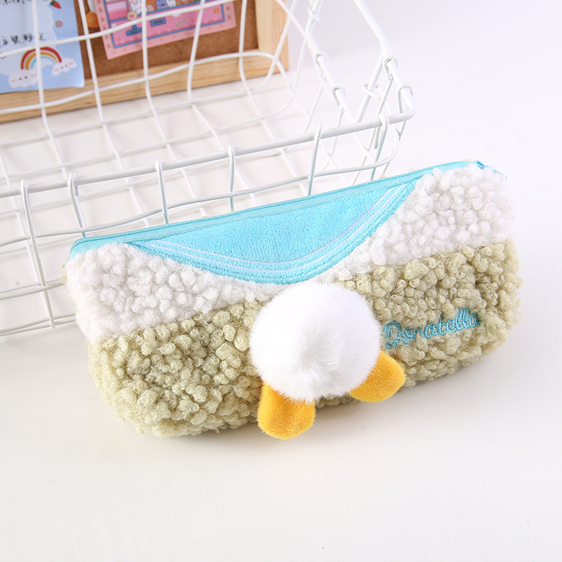 Net Red Plush Pencil Case Girl Ins Japanese Large-capacity Cute Hand Account Stationery Bag High-value Pencil Case Pencil Case