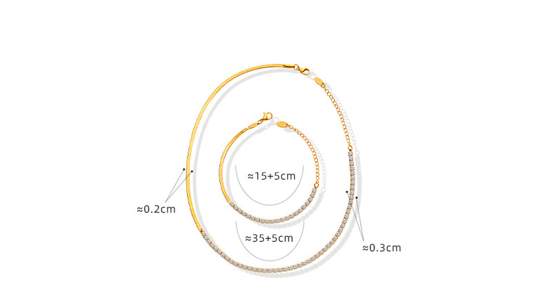 6g Weight Zircon Inlay Material Bracelets, Necklace Classification Necklace + Jewelry Quantity Holiday Occasion Titanium Steel Material Women'S Gender Lady Titanium Steel Zircon Bracelets Necklace 无