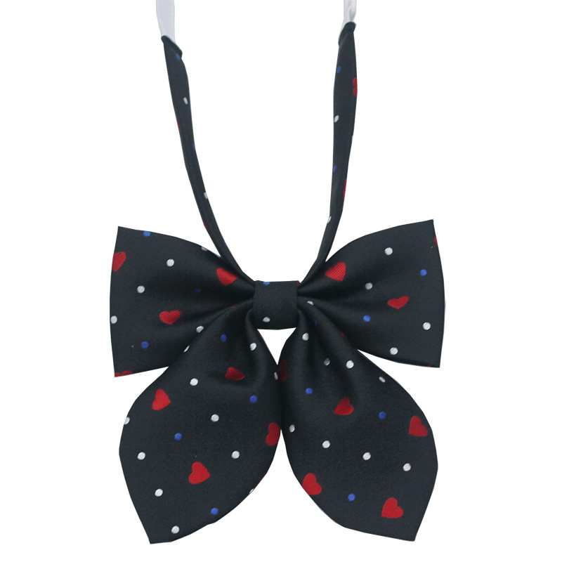 Spot al por mayor amor corbata de pajarita de oreja de conejo mujer jacquard de seda de poliéster más estilo universitario duro pajarita de pajarita flor de diez colores