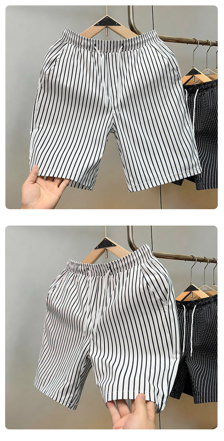 Men's Style Slim Fit Quick Dry Striped Shorts Summer Thin Trendy Beach Outerwear_viptrois.com