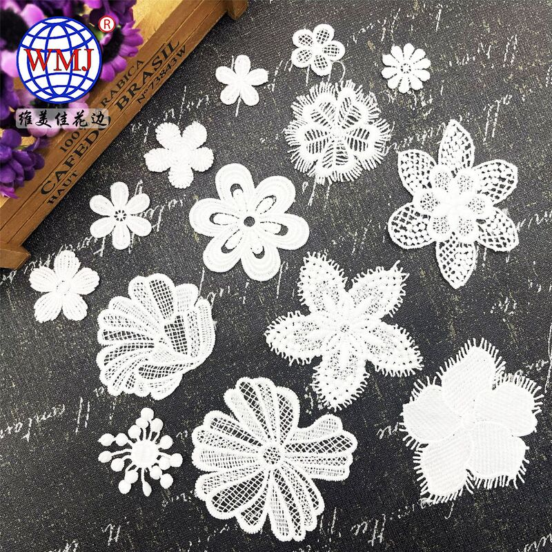 Factory direct WeiMeijia water soluble lace embroidery edge DIY milk silk white small flower embroidery cloth applique