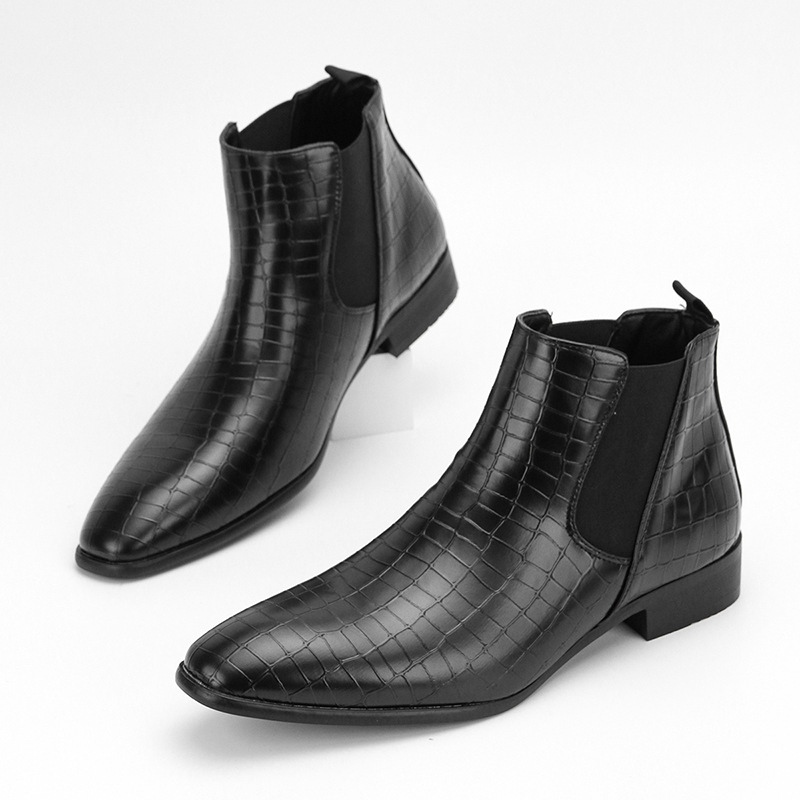 Men cut British style casual men's ankle boots_voghion.com