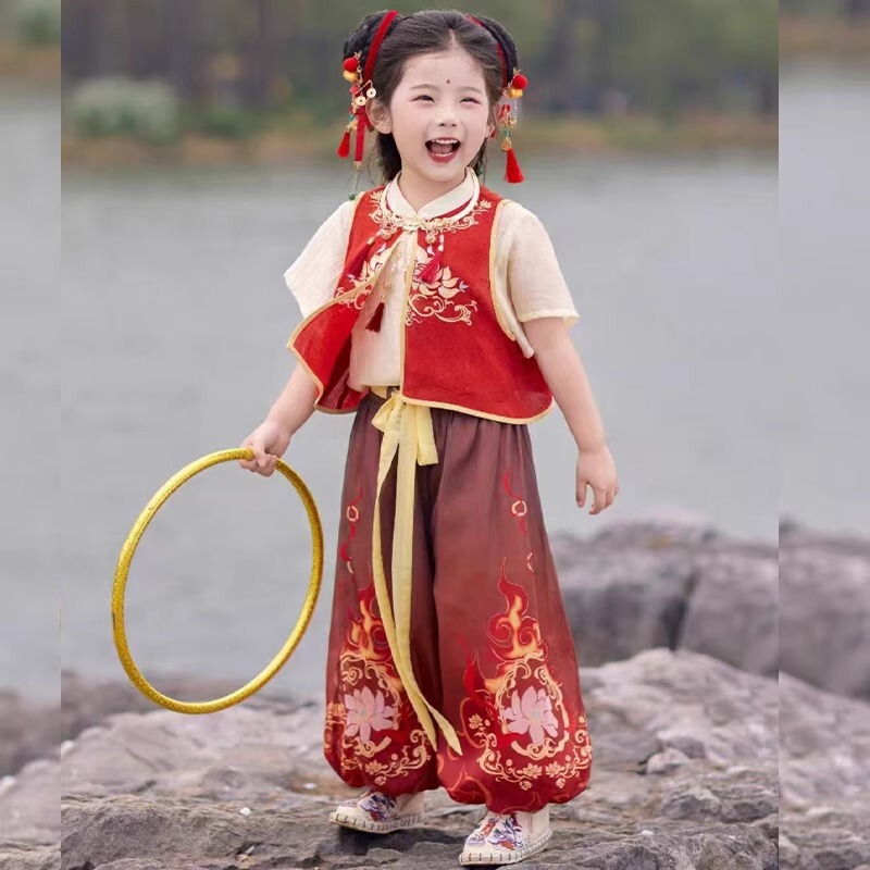 Children's Nezha Costume Chinese Style Suit National Trend Boys and Girls Spring and Summer Stage Outfit Nezha Cosplay Short-Sleeve Hanfu Children's Nezha Costume Chinese Style Suit National Trend Boys and Girls Spring and Summer Stage Outfit Nezha Cosplay Short-Sleeve Hanfu