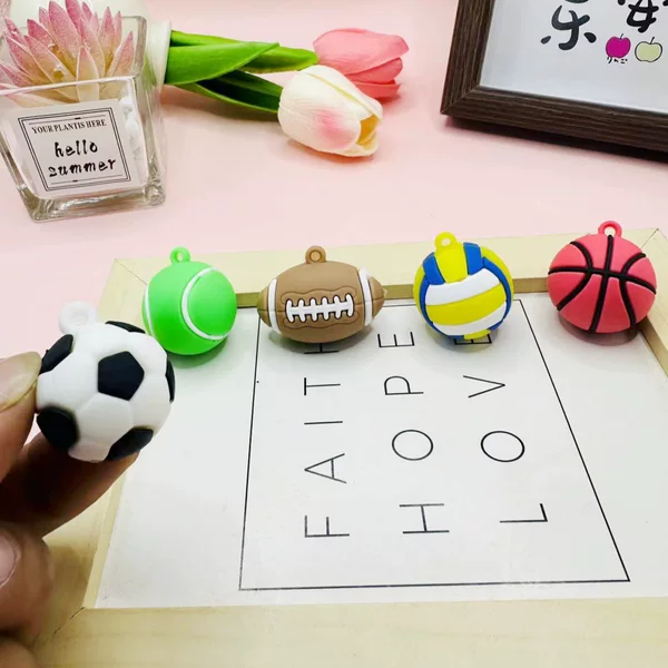 Simulation Soft Rubber Football Keychain Pendant Stereo Basketball Tennis DIY Small Jewelry Push Small Gift Pendant