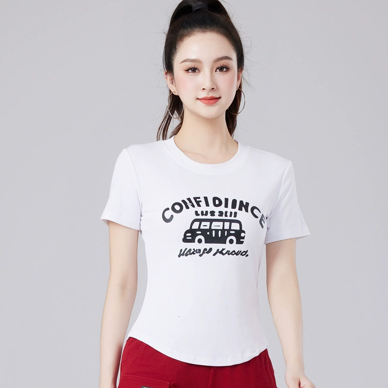 Клубы новый топ женская летняя спортивная футболка с коротким рукавом с круглым вырезом