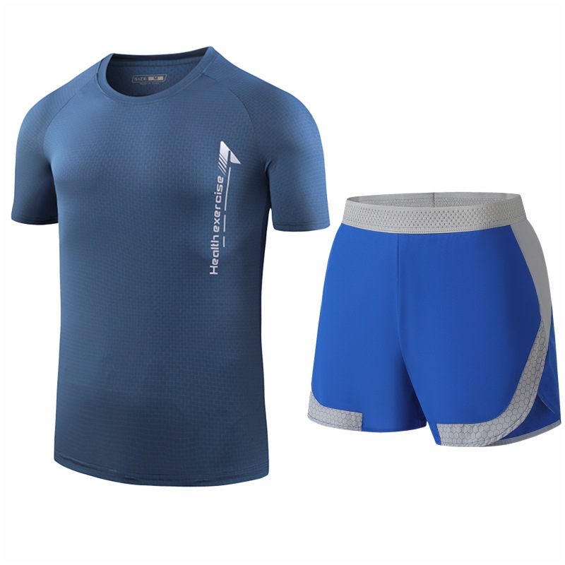 Traje deportivo de seda de hielo para hombres secado rápido transpirable verano delgado para correr manga corta para hombres suelta moda de tamaño grande