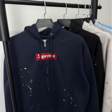 High-quality SUP MM6 co-branded SS26 embroidered European and American style splatter-paint pattern zip-up hooded sweatshirt jacket