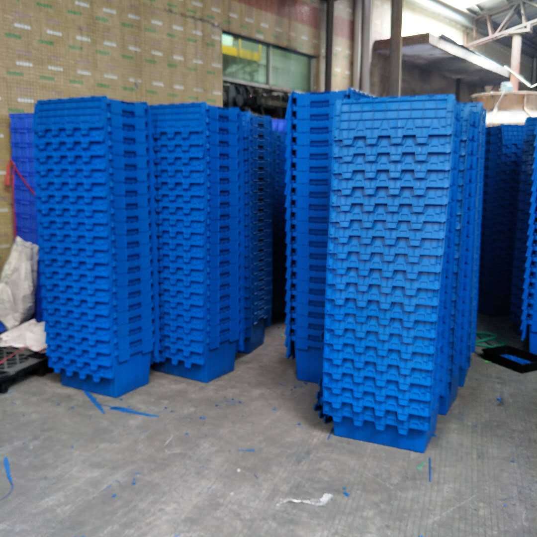 Caja de plástico industrial engrosada rectangular sin poros Caja de plástico azul con cubierta Almacenamiento y transporte Caja de plástico rotativa image 37