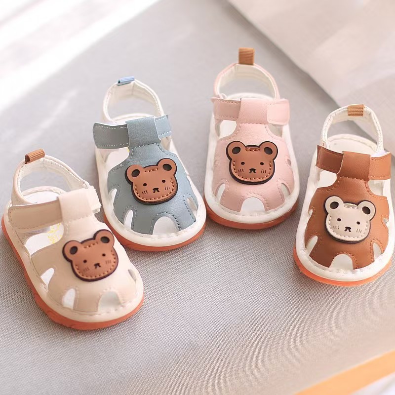 Summer Baby Toddler Shoes Boys and Girls Calling Shoes Cow Sole Sandals Toe Baotou Baby Shoes Soft Sole Non-slip Children's Shoes
