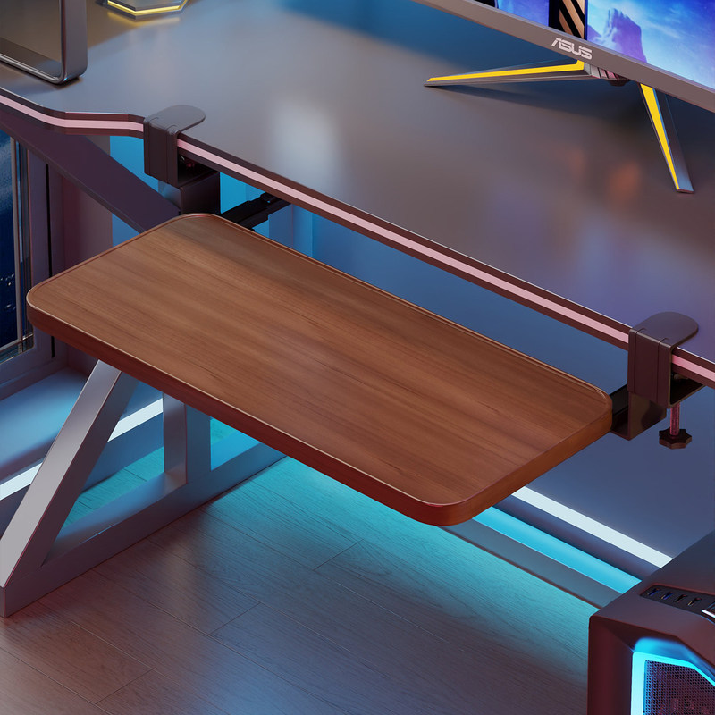 Keyboard Tray for Gaming Room, No-Drill Drawer-Style Storage Rack, Computer Desk with Telescopic Slide Rail and Mouse Holder Keyboard Tray for Gaming Room, No-Drill Drawer-Style Storage Rack, Computer Desk with Telescopic Slide Rail and Mouse Holder