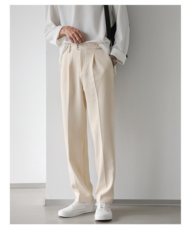 1 Men's Casual Spring And Autumn Loose Regular Wide-Leg Pants Japanese Style Simple Solid Color Versatile Straight_voghion.com
