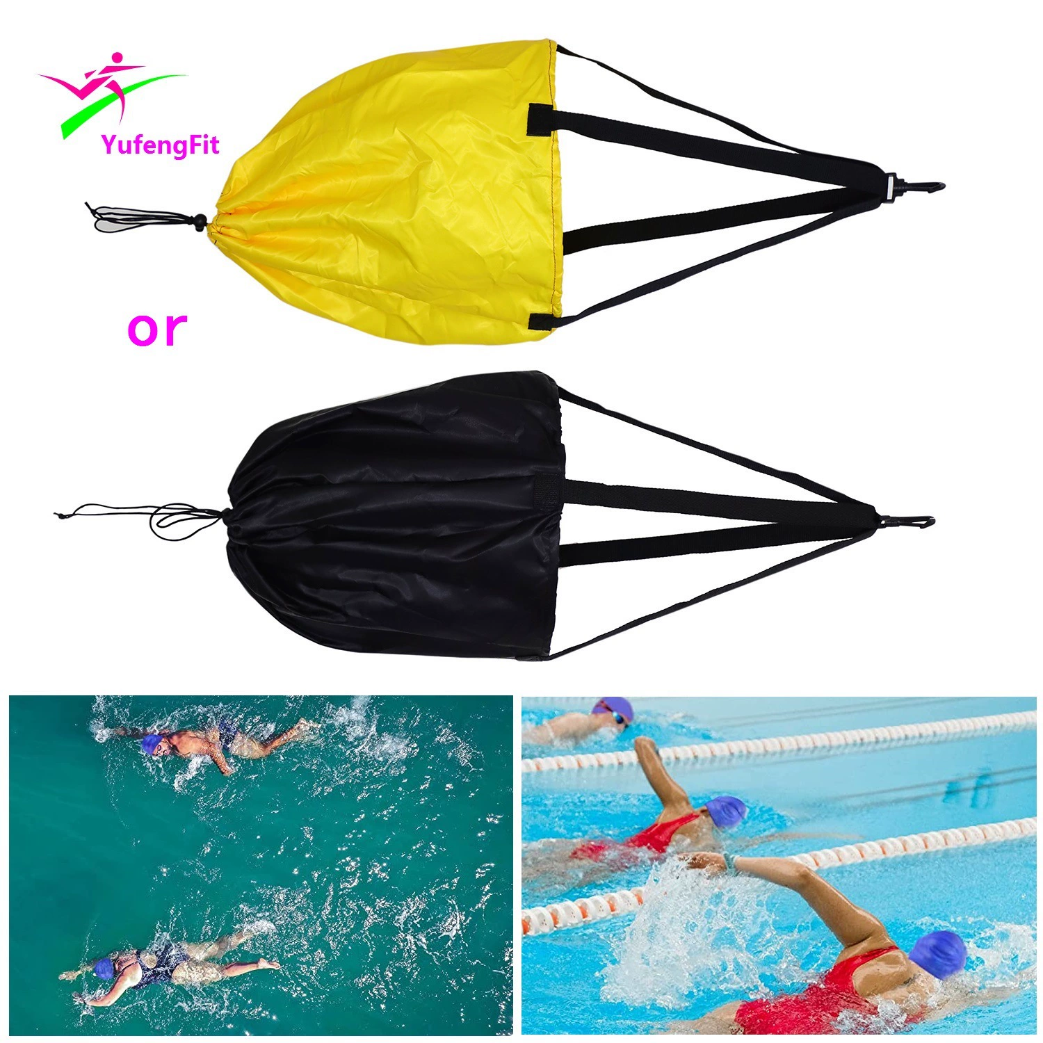 Новый Регулируемый сопротивление плавание сопротивление тренировки силовые тренировки вода карман сопротивления зонтик автоматическое формирование плавательный парашют