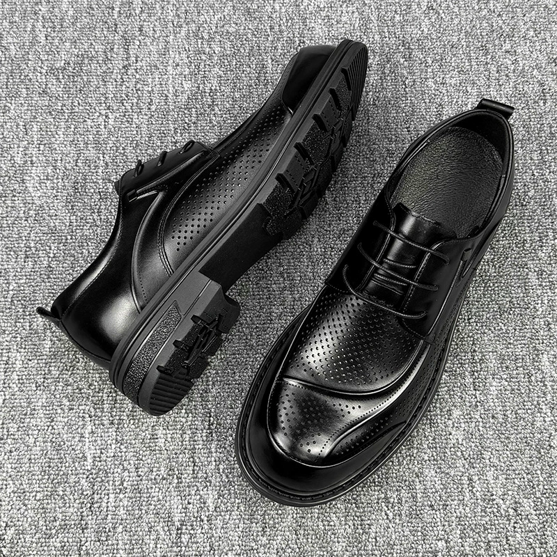 Кожаная обувь мужская кожаная бизнес-обувь дерби 2024 новая повышая кожаная свадебная обувь
