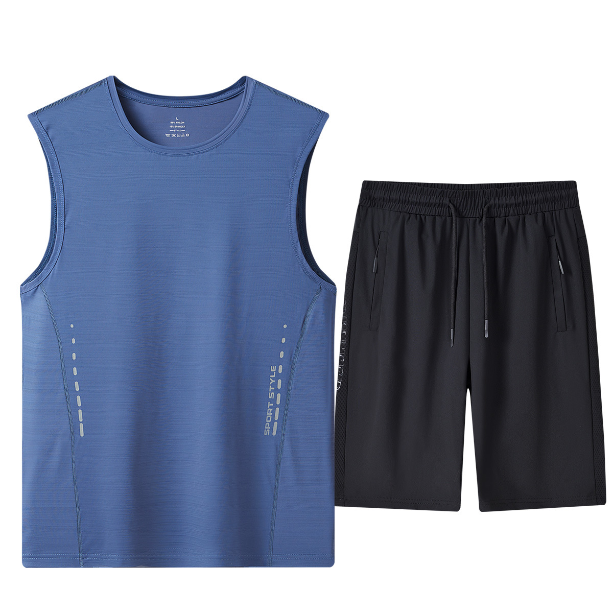 Trajes deportivos de chaleco transfronterizo para hombres verano nuevo hielo rápido secado sin mangas camiseta pantalones cortos sueltos ropa deportiva de baloncesto