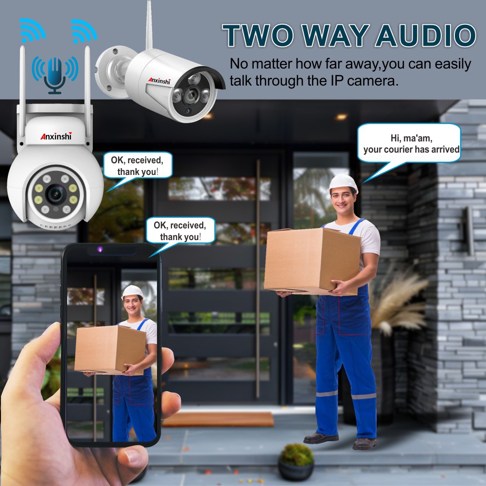 2-Megapixel 4-Kanal drahtloses WIFI-PTZ-Sicherheitskamerasystem mit bidirektionaler Audiofunktion und Monitor-Set