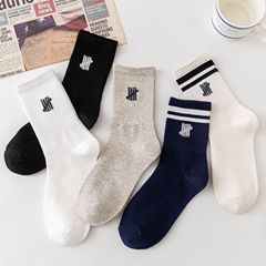 襪子男五道槓運動中筒襪棉質透氣韓版男襪高橡筋潮流棉襪批發