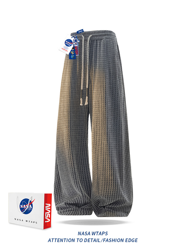 NASA ABOUT雪尼尔小香风条纹休闲裤男秋冬季oversize宽松百搭裤子|undefined