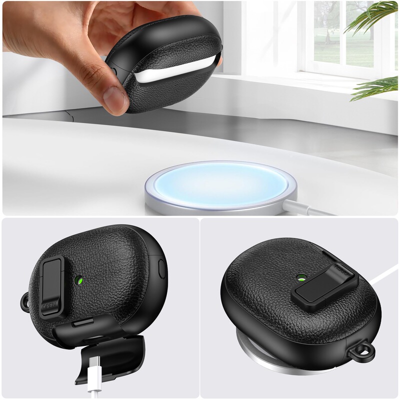 Newly Applicable to Huawei Freebudspro5 Bluetooth Protective Case with Litchi Pattern and Lock Buckle, Anti-Fall Earphone Case, New Soft Model