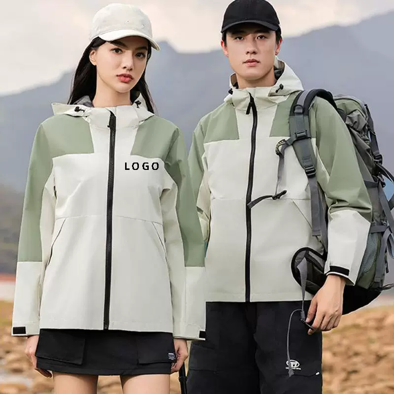 春秋冲锋衣定制logo薄款单冲防水防风拼接冲锋衣工作服企业团体服