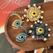 中古风高级感恶魔之眼金属手缝扣呢大衣皮草外套装饰扣皮衣大扣子