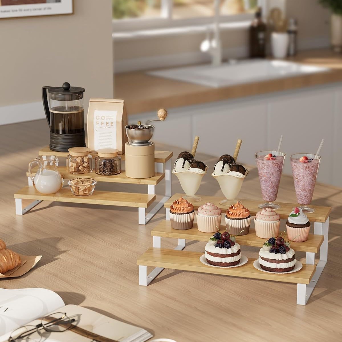 Multifunctional Household Kitchen Supplies Storage Rack Floor-Standing Countertop Storage Rack Adjustable Pull-Out Spice Rack