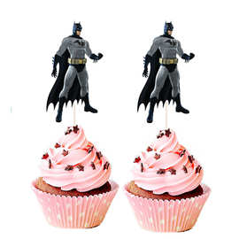 24支英雄联盟蝙蝠侠蛋糕插牌插签双面牙签小插旗生日派对烘焙装饰