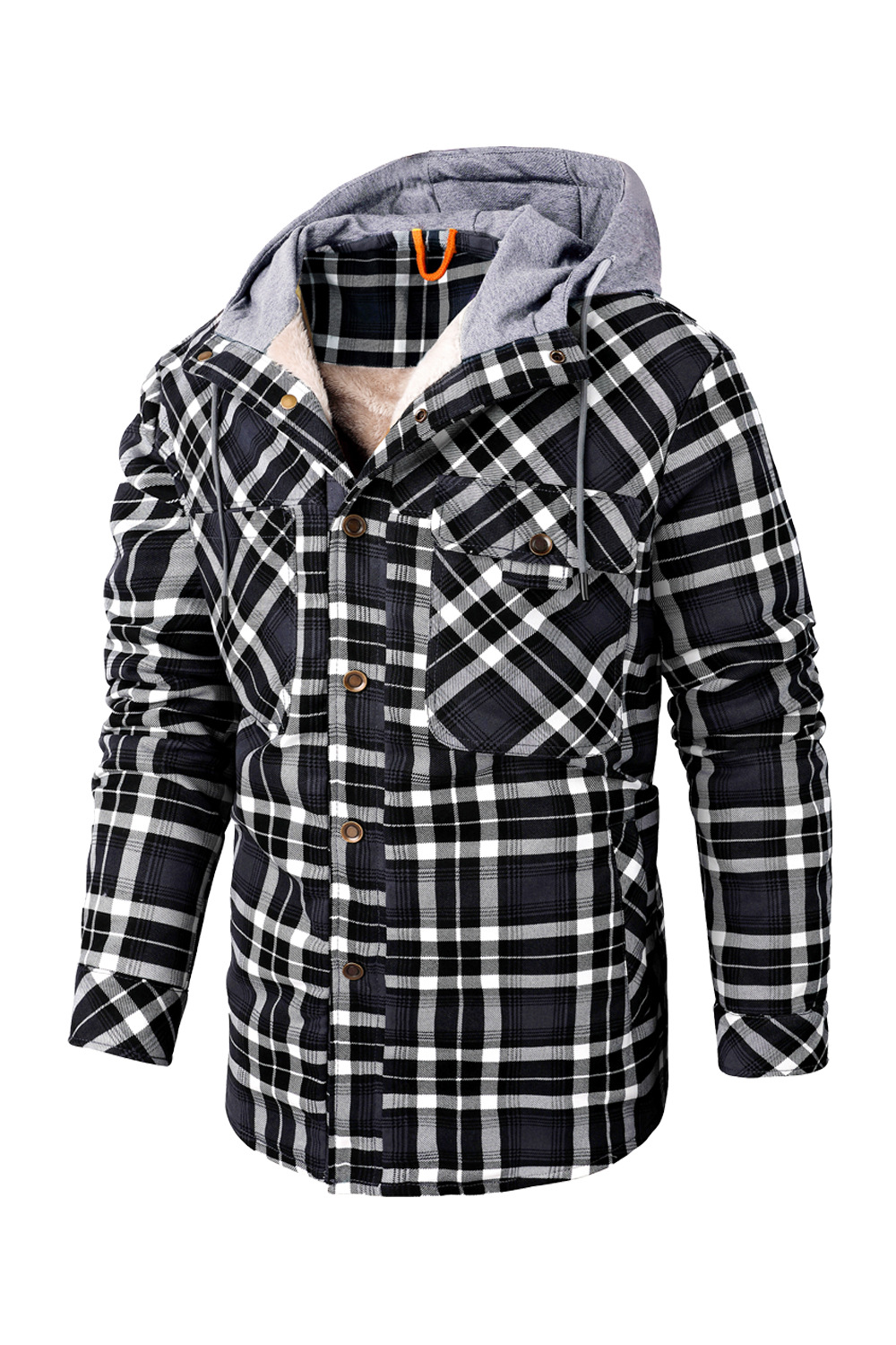 Vêtements pour hommes, chemise à capuche en tricot rayé à carreaux pour hommes, veste épaisse en coton, hiver exclusif_voghion.com