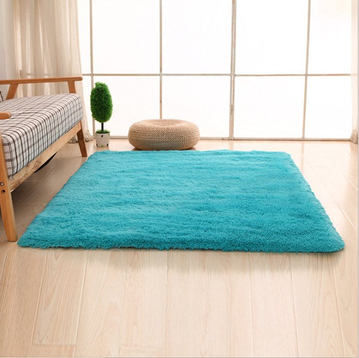 Moderno minimalista sala de estar de color sólido alfombra de piso de lana de seda dormitorio de noche Alfombra de lana larga Nordic ins manta suave