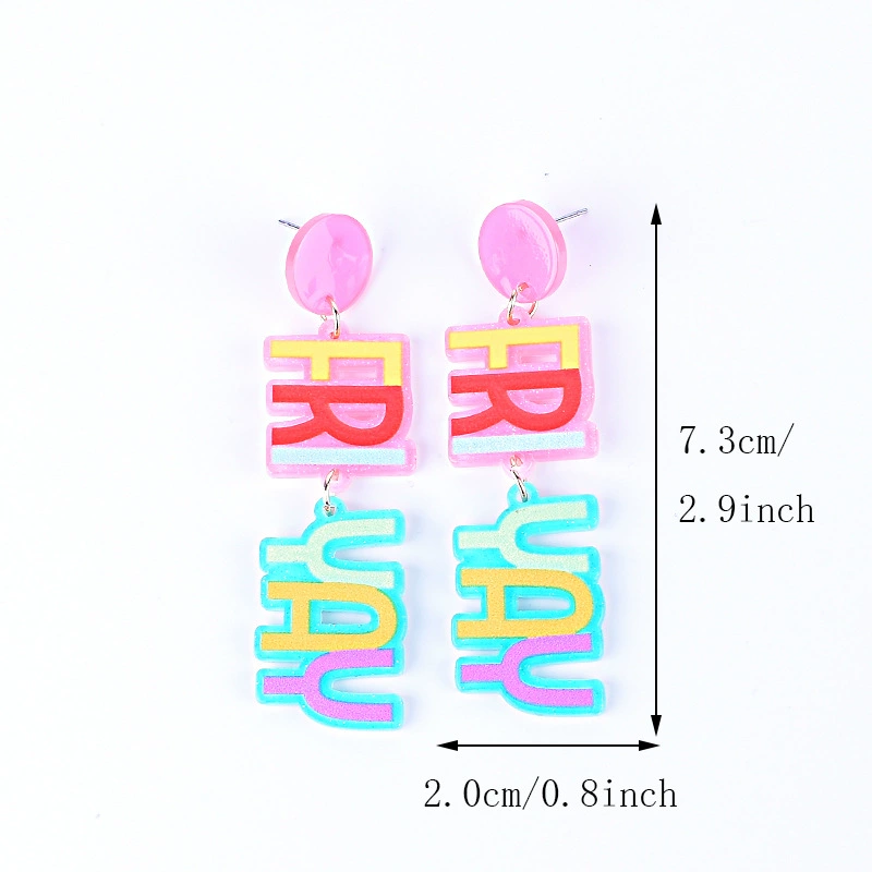 Кулон-слово 'New Friday Happy Day Earrings Cross -border FRIYAY Friday Happy Firebird French French French French French Fried Leopard Ear Female Women'