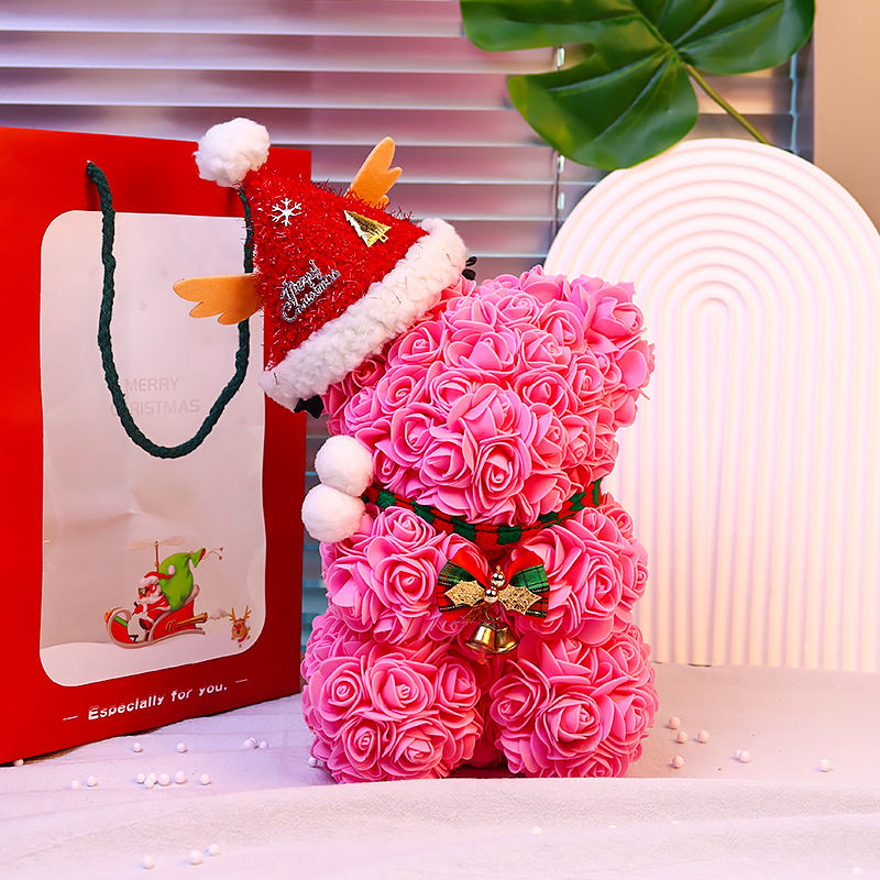Christmas Everlasting Rose Bear For Girlfriend And Child Birthday Gift Simulation Bear Halloween Gift_voghion.com