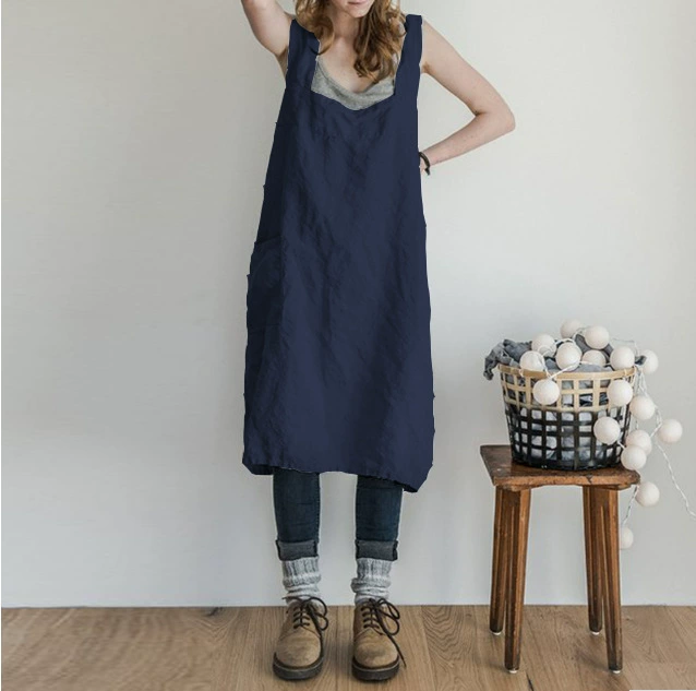 6 цветов спот Европа и США Amazon независимые станции новый карман юбка повседневное платье без рукавов фартук женский