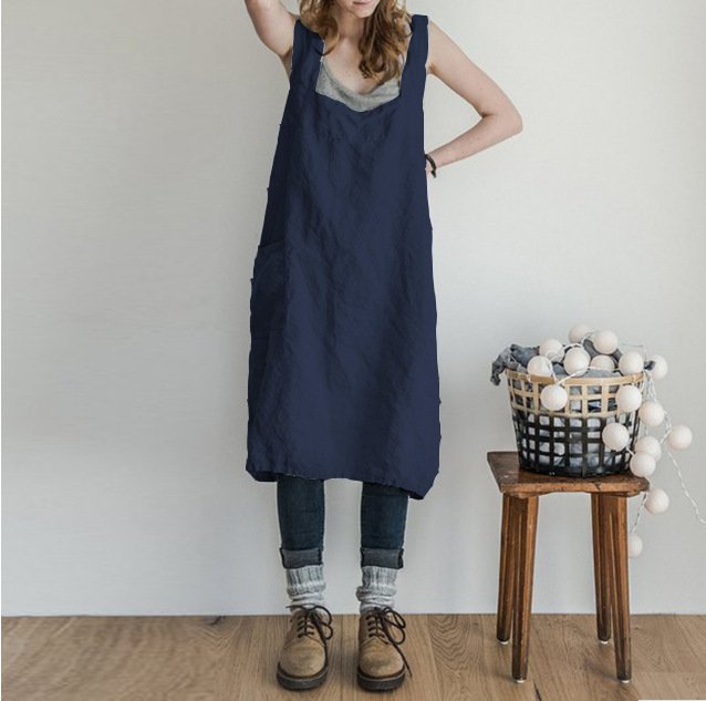 6 color spot European and American Amazon independent station new pocket strap skirt casual sleeveless dress apron women