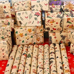 クリスマス包装紙ギフト花束包装紙ロールギフト包装紙ホリデーギフトレトロ包装クラフト紙