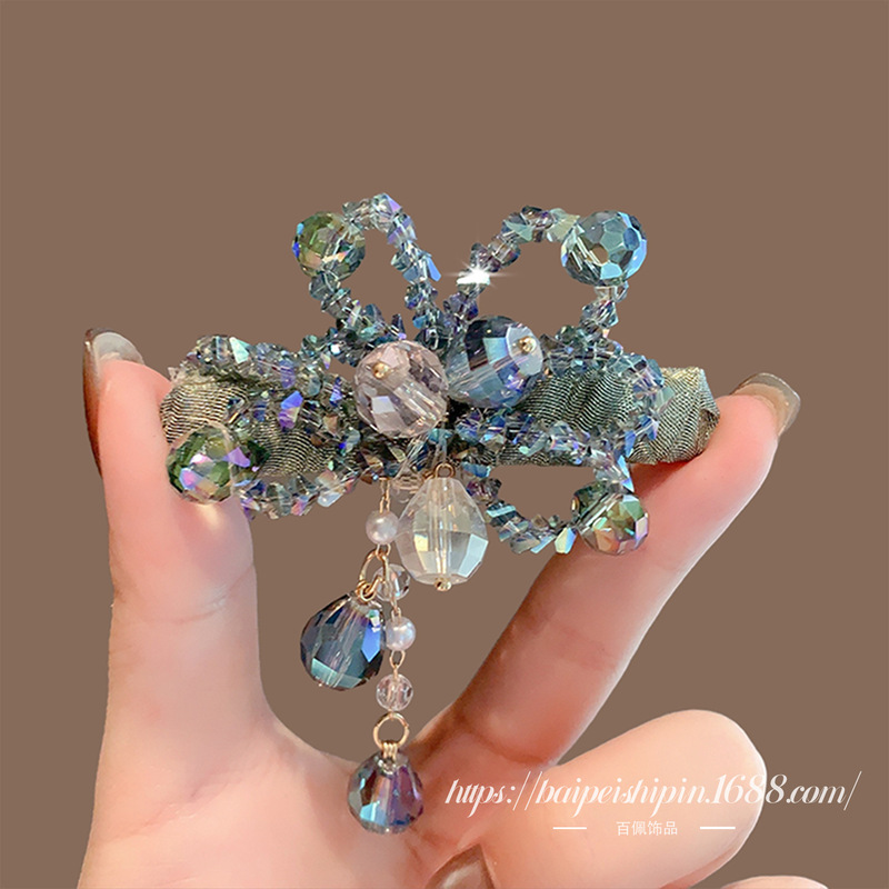 2026 Teal Green Beaded Flower Luxurious High-End Hair Clip for Women, Elegant and Sophisticated Forehead Hair Accessory 2026 Teal Green Beaded Flower Luxurious High-End Hair Clip for Women, Elegant and Sophisticated Forehead Hair Accessory