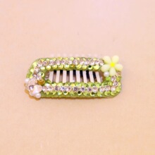 宠物饰品绿色满钻小花蝴蝶狗狗发夹BB夹马尔济斯约克夏A2506