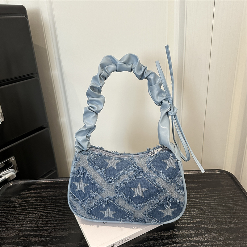 Damen Schultertasche Aus Denim Mit Farbverlauf Und Sternen_voghion.com