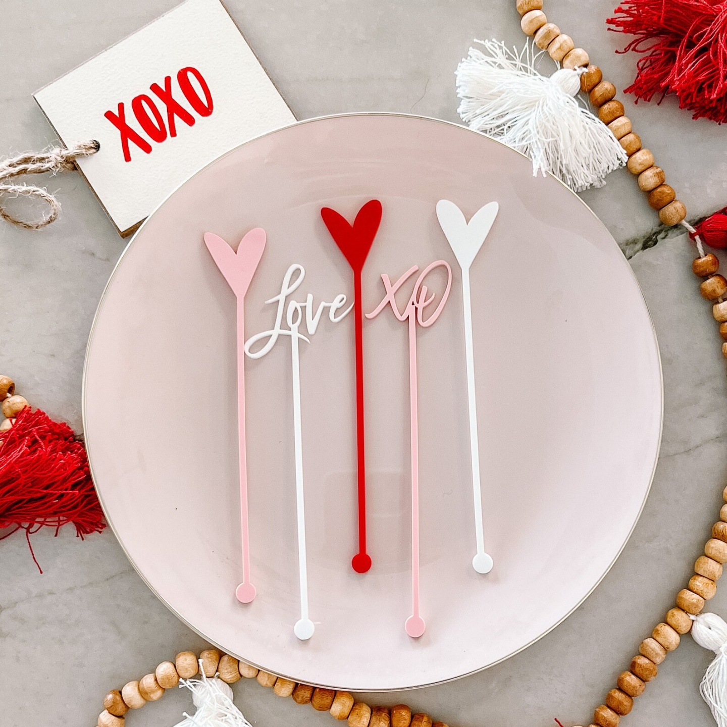 定制跨境西爱你心形鸡尾酒搅拌棒情人节派对装饰派对用品酒吧配件