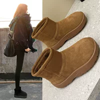 Low winter boots, genuine leather, platform sole, warm casual ankle boots