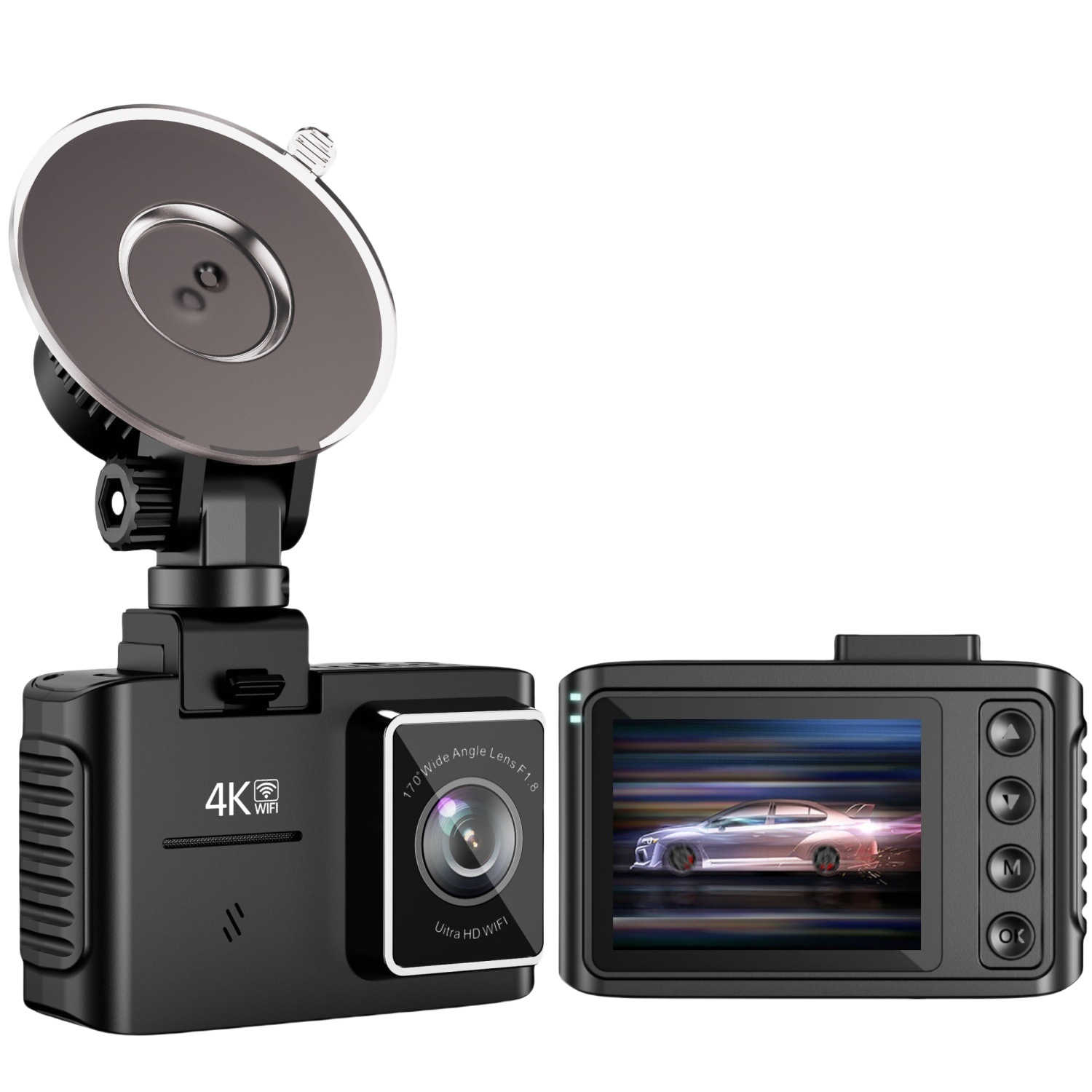 New private model 4K+1080P dual-lens 5G WiFi dashcam with high-definition image viewable on mobile phones