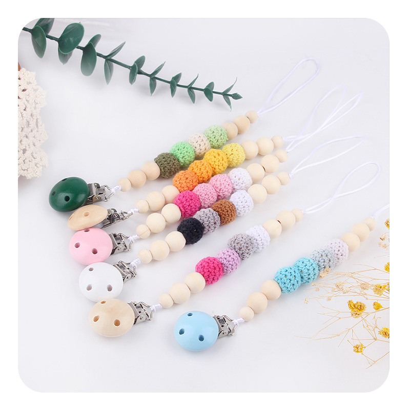 Nuevo bebé pacificador chupeta clips cadena de chupeta de madera anti-caída cadena de bebés productos de madre y bebé DIY cadena anti-caída