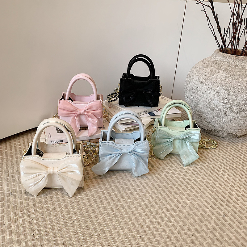 Bowknot Handbag for Women, Mini Cross-Border Korean Style Cute and Trendy Niche Shoulder Crossbody Children's Bag