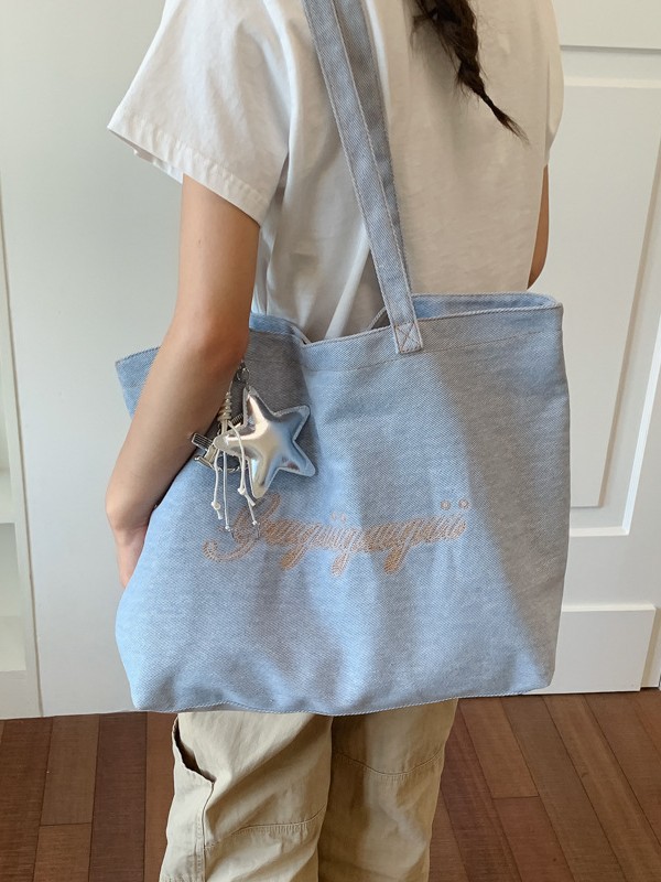 Bolsas de jeans de gran capacidad para mujeres 2026 verano nuevo estilo coreano bolsas de compras de moda viaje ocio bolsas de hombro