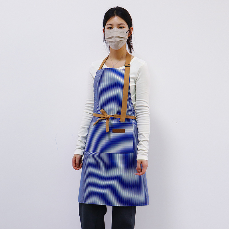 Delantal de lona a rayas de Amazon transfronterizo arte floral tienda de té con leche barista ropa de trabajo cocina hogar delantal al por mayor