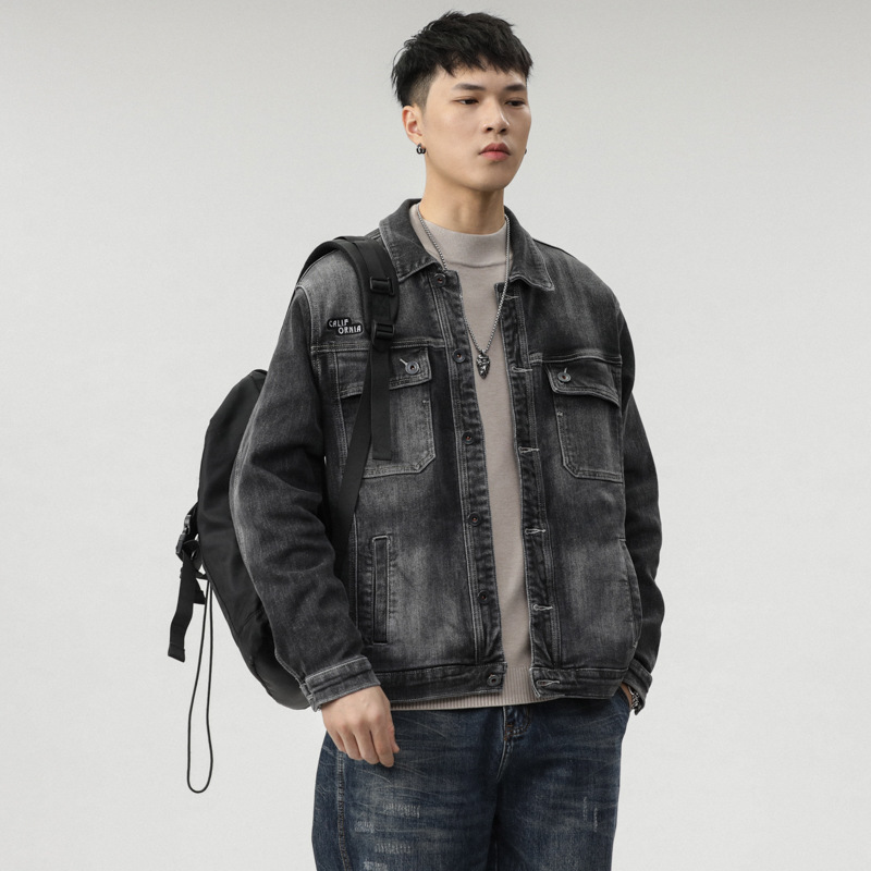 Veste transfrontalière pour hommes d'Amazon portant une veste en jean Joker chemise décontractée tendance pour hommes personnalité mince pour hommes_voghion.com