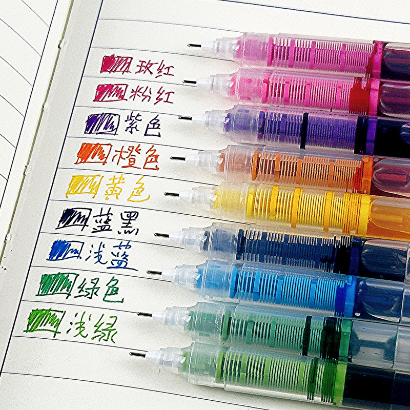 Straight Liquid Quick-Drying Ballpoint Pen for College Students, Hand Ledger Pen, Color Gel Pen, Key Note-Taking Water-Based Pen, New Product