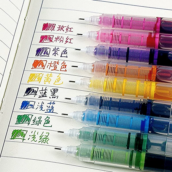 Straight Liquid Quick-Drying Ballpoint Pen for College Students, Hand Ledger Pen, Color Gel Pen, Key Note-Taking Water-Based Pen, New Product